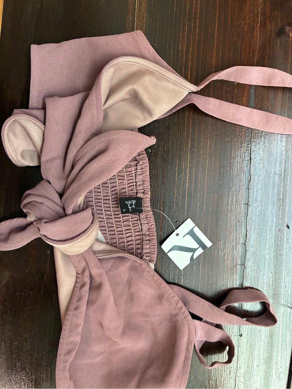 Show Me Your MuMu Mauve Tie-Front Swim Top